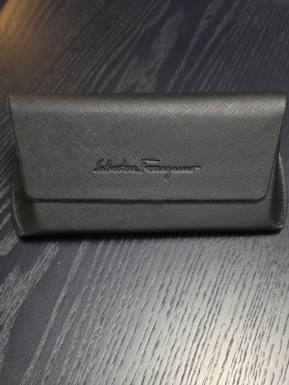 Salvatore Ferragamo Black Textured Leather Eyewear Case